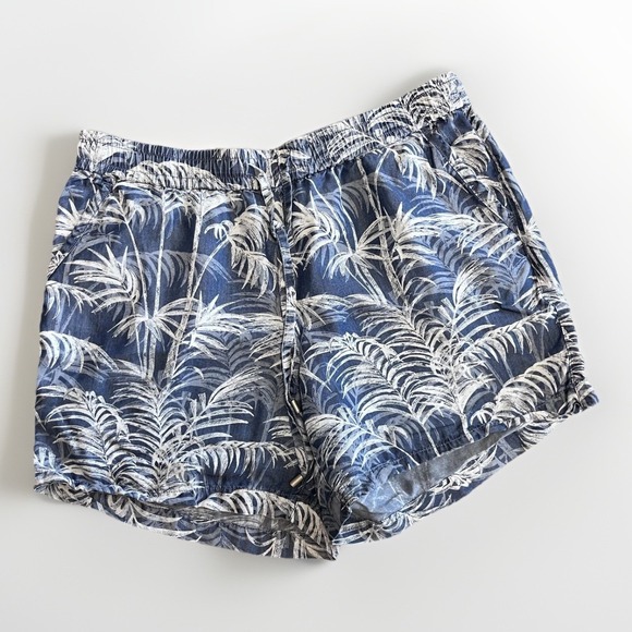 Tommy Bahama Pants - Tommy Bahama Shorts Linen Women's Palm Leaf Elastic Waist Lined Tropical